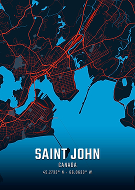Saint John City Map Art
