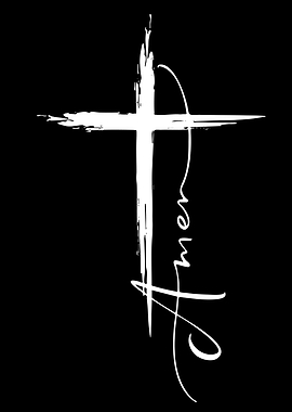 White Cross with 'Amen' Text