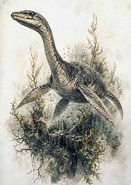 Plesiosaur in a prehistoric sea