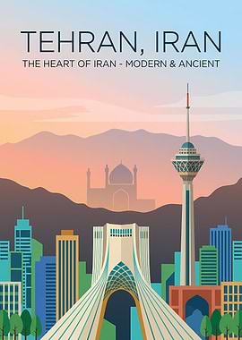 Tehran, Iran Cityscape Poster