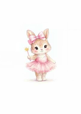 Cute Pink Ballerina Bunny Nursery
