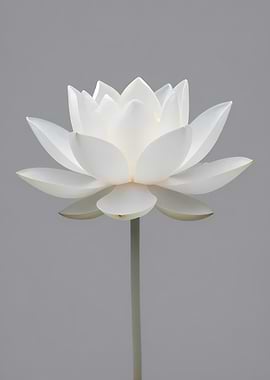 White Lotus Flower on Gray Background