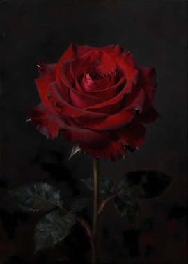 Deep Red Rose on Dark Background