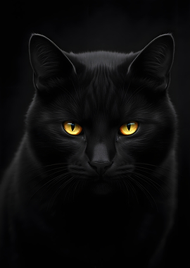 Black Cat with Yellow Eyes
