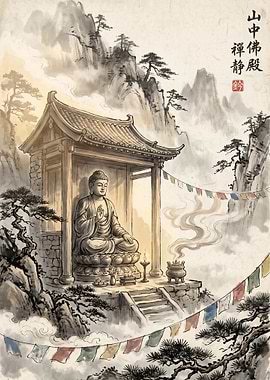 Buddha Statue in Mountain Temple