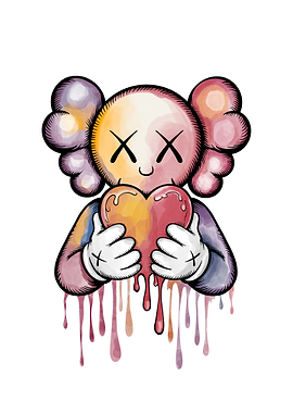KAWS Companion Drip Heart Art