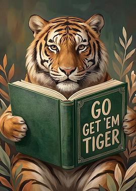Go Get 'Em Tiger - Inspirational Reading Tiger Poster