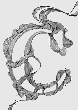 illustration of the letter C with curved lines style