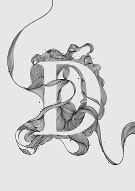 Abstract Letter D with Flowing Lines