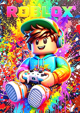 Roblox Gamer with Colorful Background