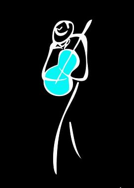 Minimalist Musician Playing Guitar