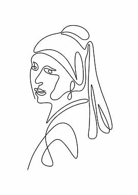 Girl with a Pearl Earring Line Art