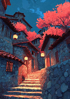 Enchanting Stone Village at Dusk