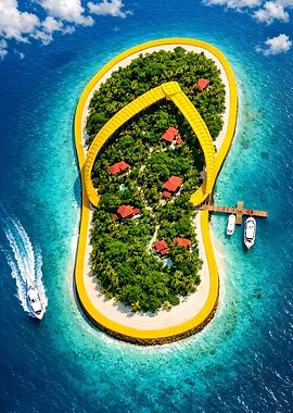 Flip-flop shaped island resort
