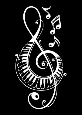 Musical Treble Clef with Piano Keys