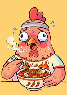 Spicy Ramen Chicken - Funny Hot Noodle Challenge Art