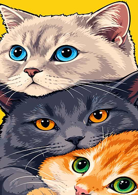 Three Cats Stacked Together