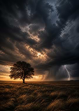 Dramatic Storm Over Lone Tree