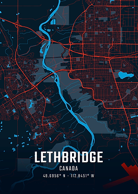 Lethbridge Canada City Map
