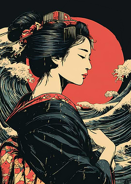 Geisha and Great Wave