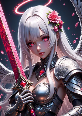 Anime Angel Warrior with Pink Sword