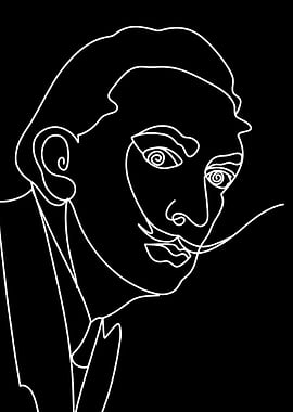 Salvador Dali Line Art Portrait