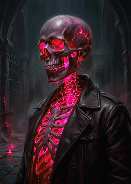 Fiery Skeleton in Leather Jacket