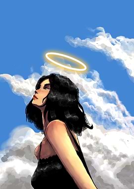 Angel Looking Up at the Sky