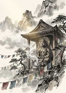 Buddha Statue in Mountain Temple