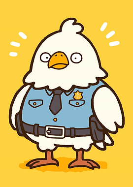 Cute Cartoon Eagle Police Officer