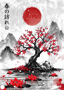 Japanese Spring Blossom Painting