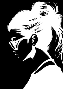 Stylized Silhouette of a Woman with Glasses