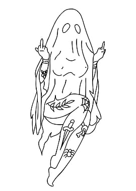 Ghost with Tattoos Giving Middle Fingers