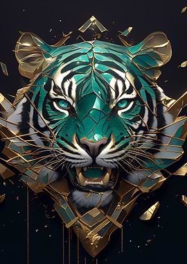 Emerald and Gold Tiger Portrait