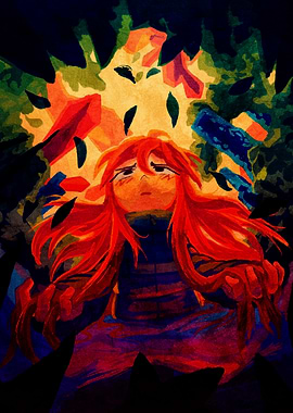 Sad Girl with Red Hair
