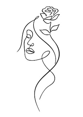 Minimalist Rose and Face Line Art