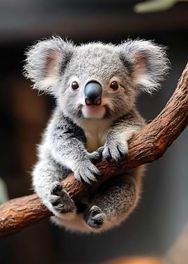 Cute Koala Baby on a Branch