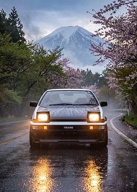 Toyota AE86 Trueno with Mt. Fuji