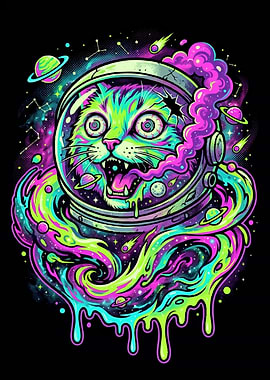 Psychedelic Space Cat Astronaut
