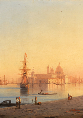 Venetian Canal Scene at Sunset