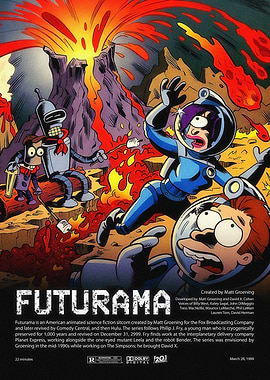 Futurama characters near a volcano