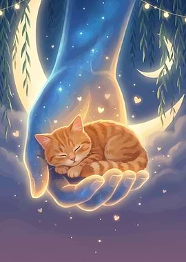 Sleeping Kitten in Gentle Hands
