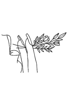 Minimalist Line Art of Hands and Flowers