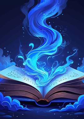 Magical Book with Blue Energy