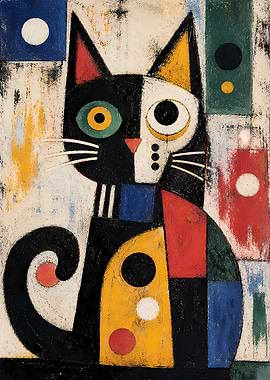 Abstract Cat Painting