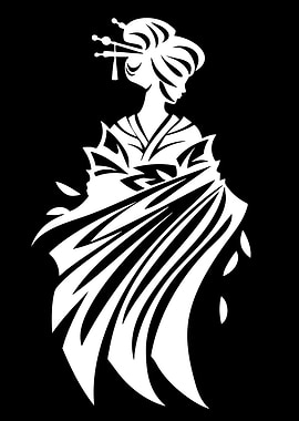 Stylized Geisha Silhouette