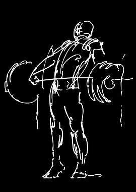 Weightlifter with Barbell Sketch