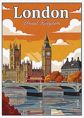 London Skyline Vintage Poster