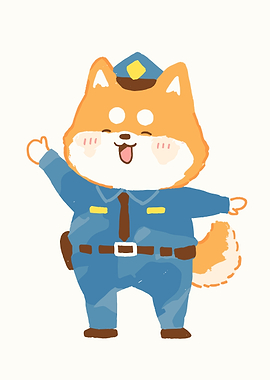 Cute Shiba Inu Police Officer