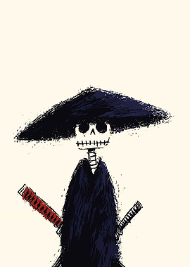 Skeleton Samurai with Swords